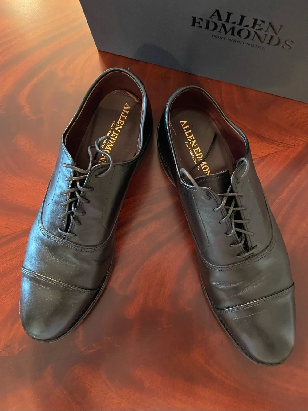 Allen Edmonds Park Avenue Black Cap Derby Shoes